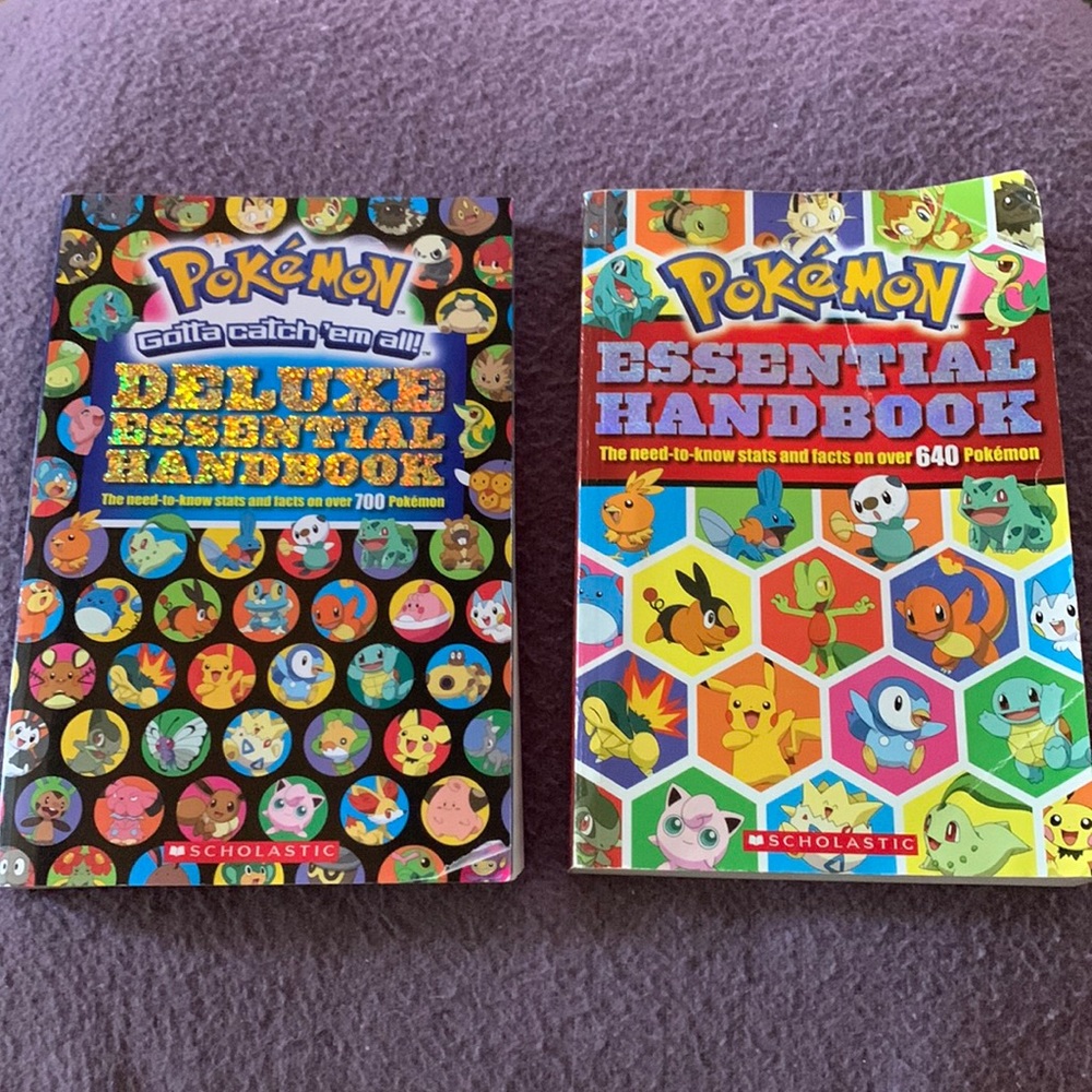 Lot of 2 Pokémon Essential Handbooks (2012 & 2015 editions), used, fair cond